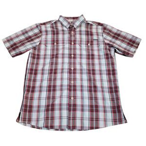 Eddie Bauer Men’s M Plaid Performance Shirt S/S Vented Hiking Fishing Travex Red